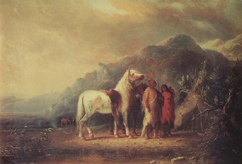 Alfred Jacob Miller Sioux camp Scene Spain oil painting art